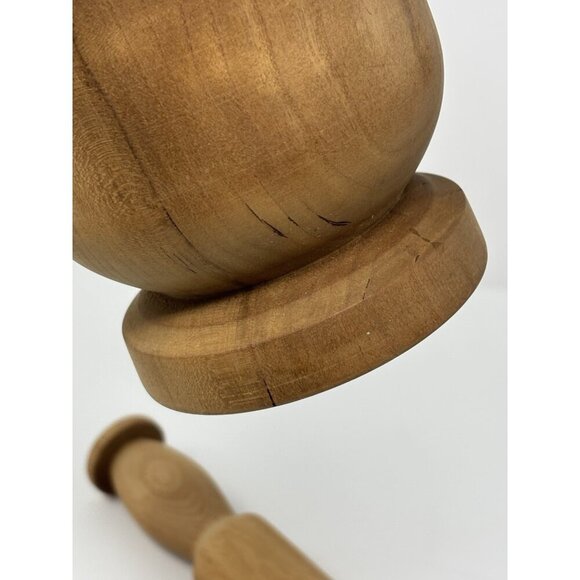 Old Sturbridge Village Pestle and Mortar Crusher Paste Grinding Grinder Wood - Picture 4 of 9